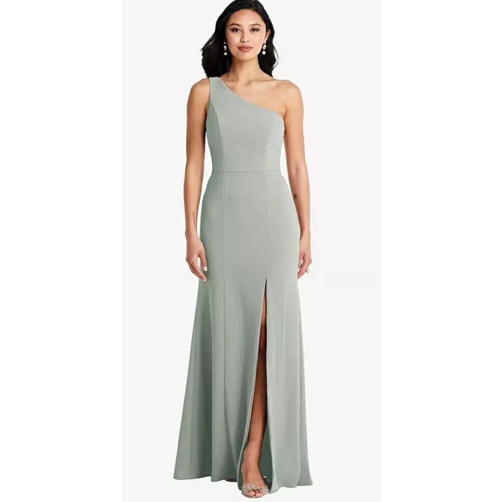 Dessy Group Bella Bridesmaids One Shoulder Gown Style BB138 in Willow Green 8 R